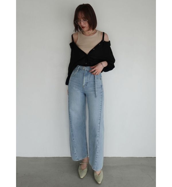 LAGUNAMOON「【Leeコラボ】セミワイドベルトデニムパンツ」|デニム|