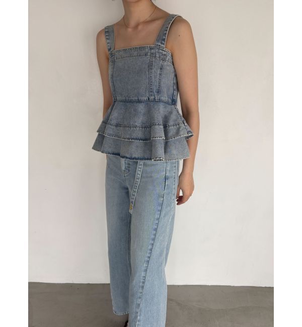 LAGUNAMOON「【Leeコラボ】セミワイドベルトデニムパンツ」|デニム|