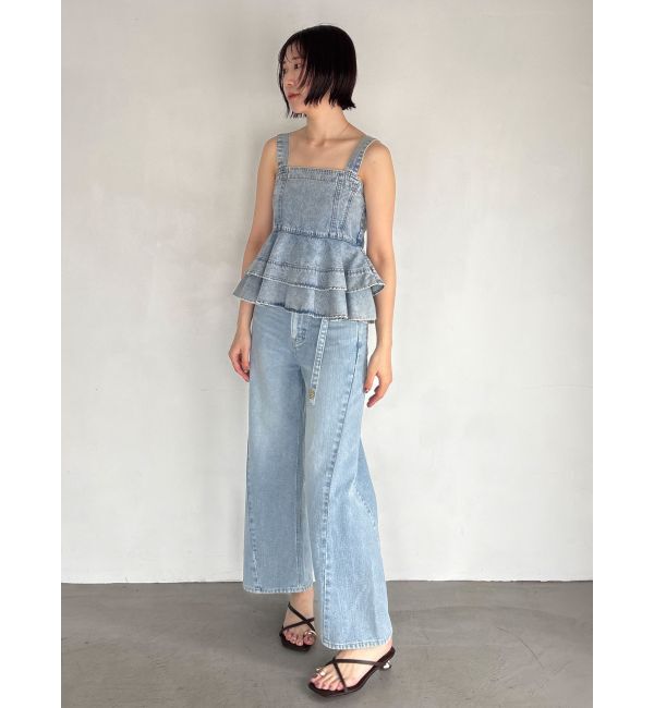 LAGUNAMOON「【Leeコラボ】セミワイドベルトデニムパンツ」|デニム|