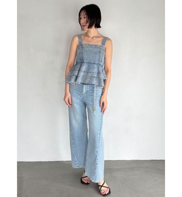 LAGUNAMOON「【Leeコラボ】セミワイドベルトデニムパンツ」|デニム|