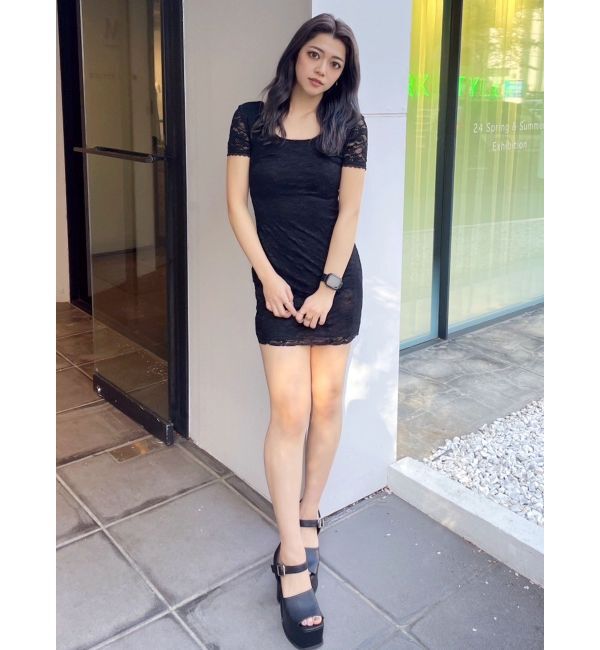 GYDA「ハーフスリーブレースワンピース」|ワンピース|