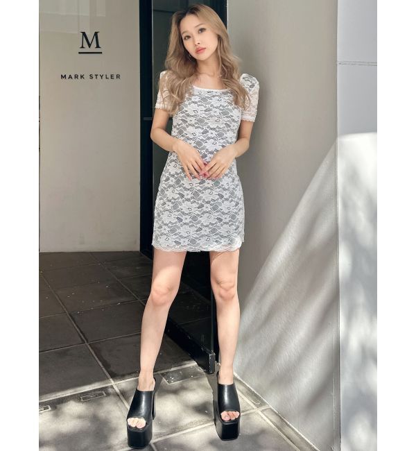 GYDA「ハーフスリーブレースワンピース」|ワンピース|