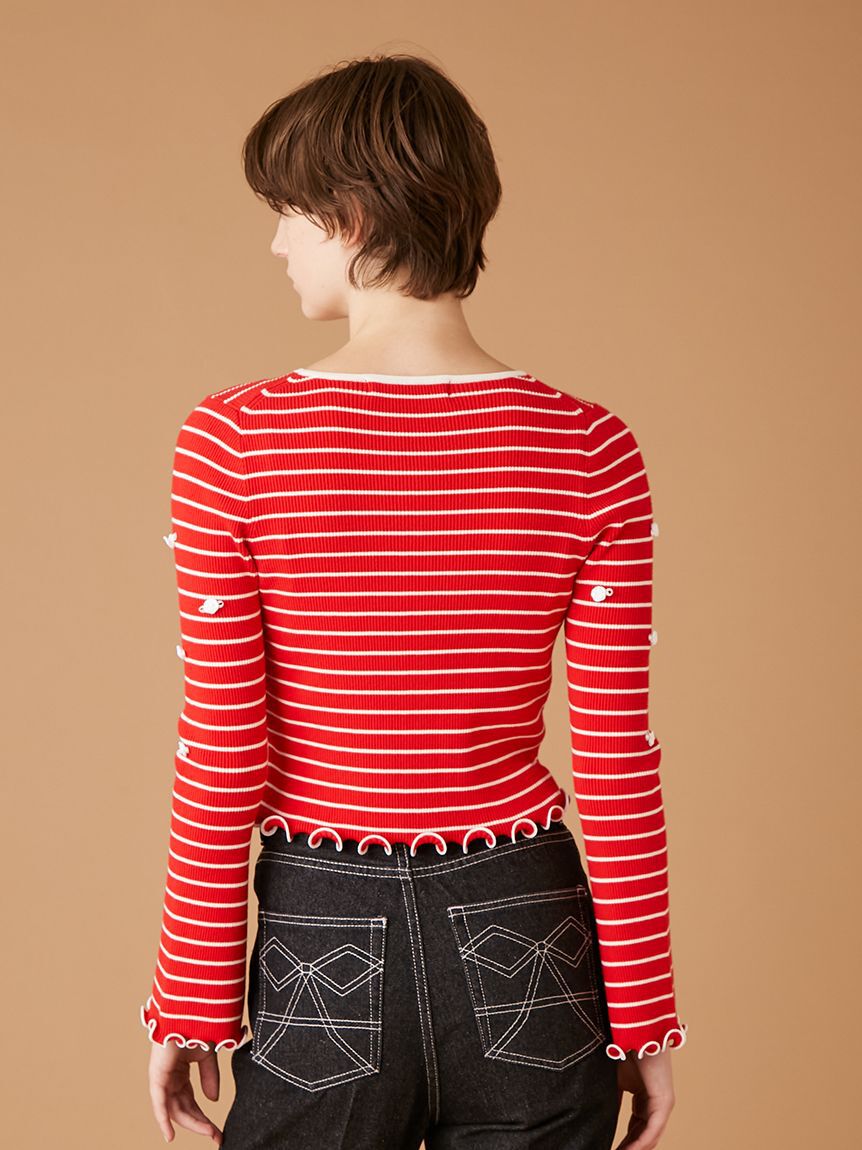 FURFUR「プティフラワーボーダーカーディガン」|カーディガン|