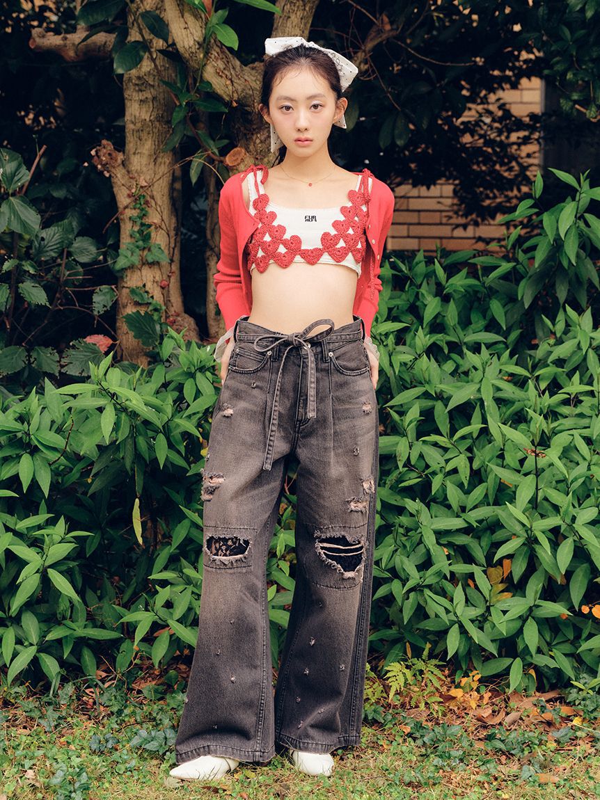 FURFUR「【新色追加】レースクラッシュデニムパンツ」|デニム|