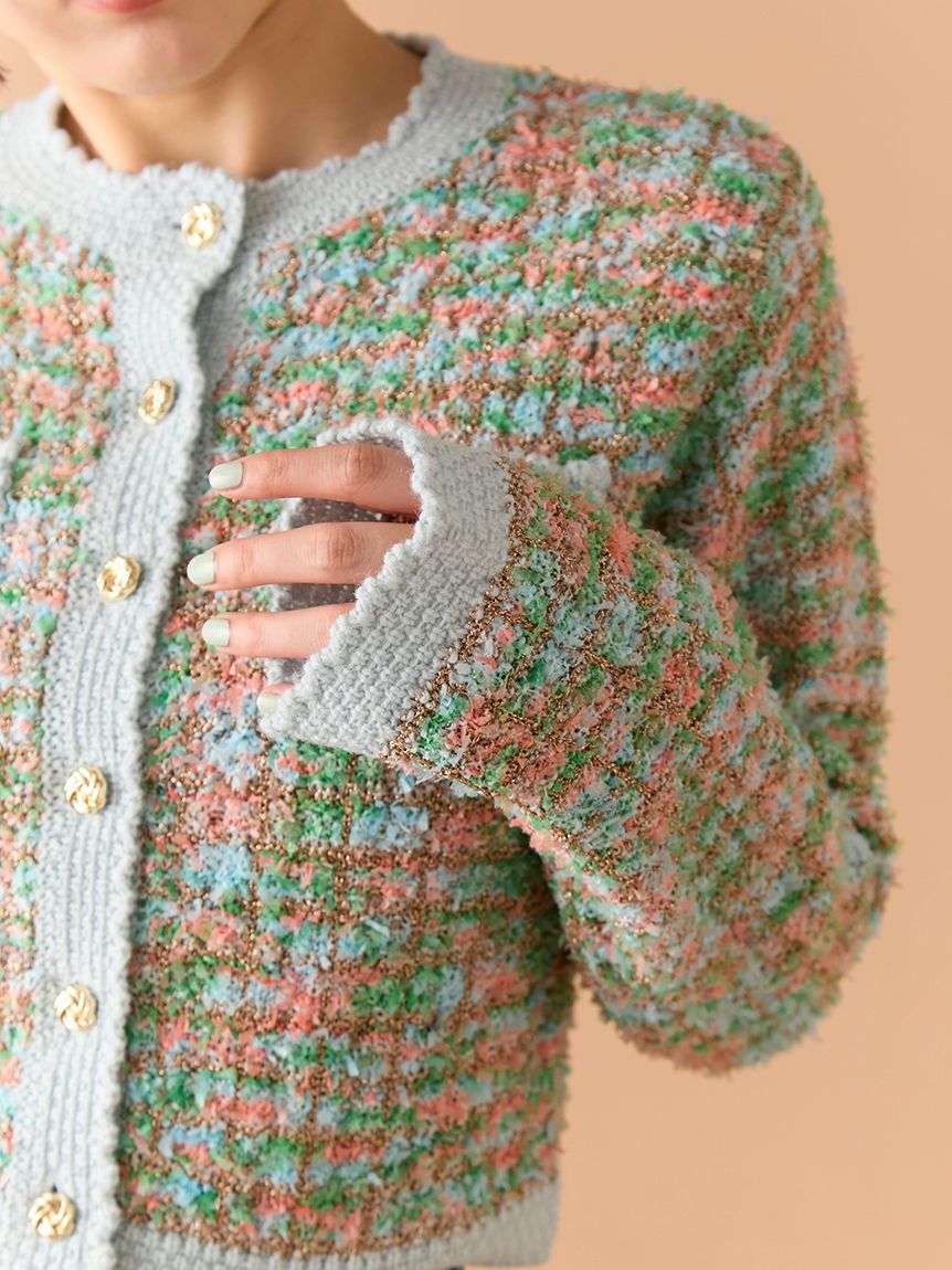 LILY BROWN「ツイードニットカーディガン」|カーディガン|