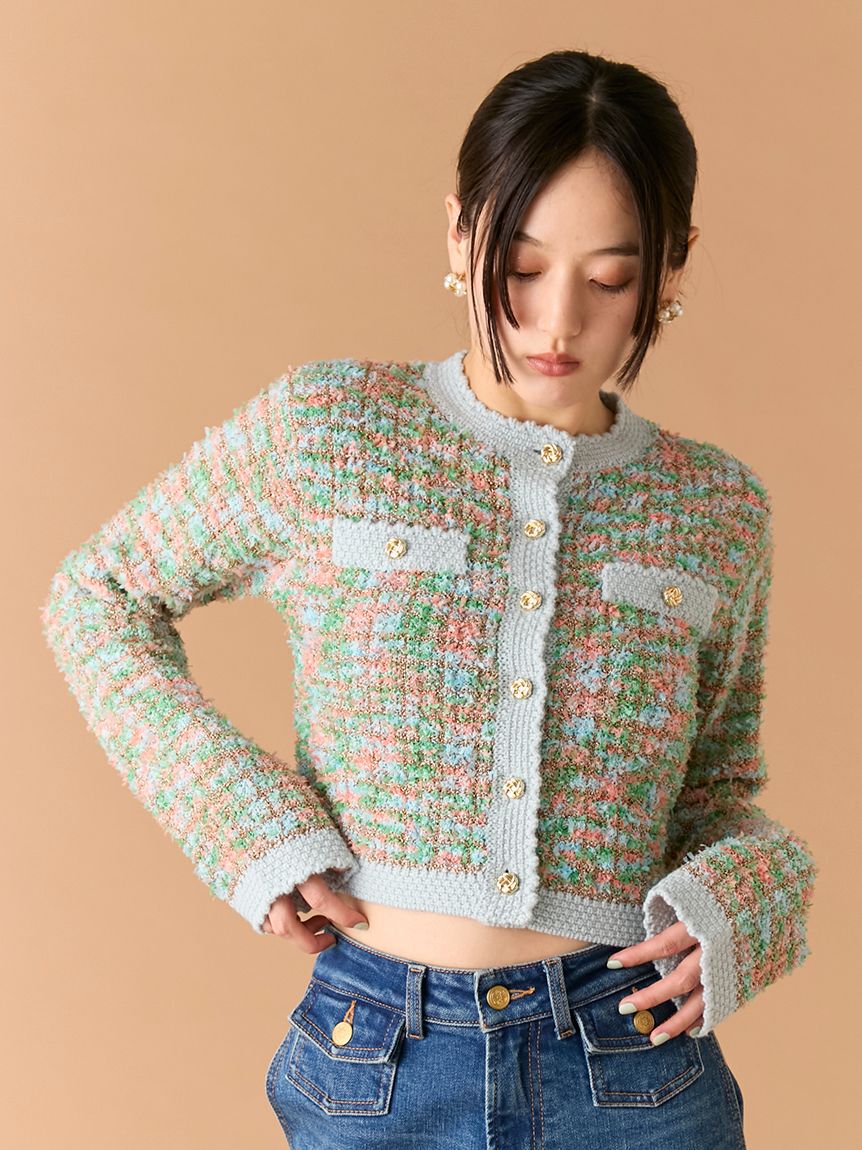 LILY BROWN「ツイードニットカーディガン」|カーディガン|MIX