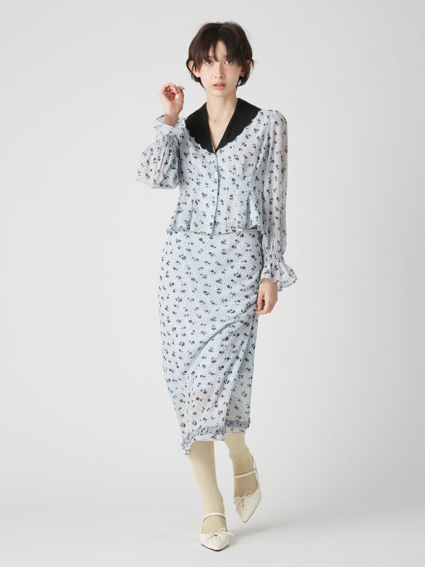 LILY BROWN「プリントシフォンバイアスミディスカート」|スカート|