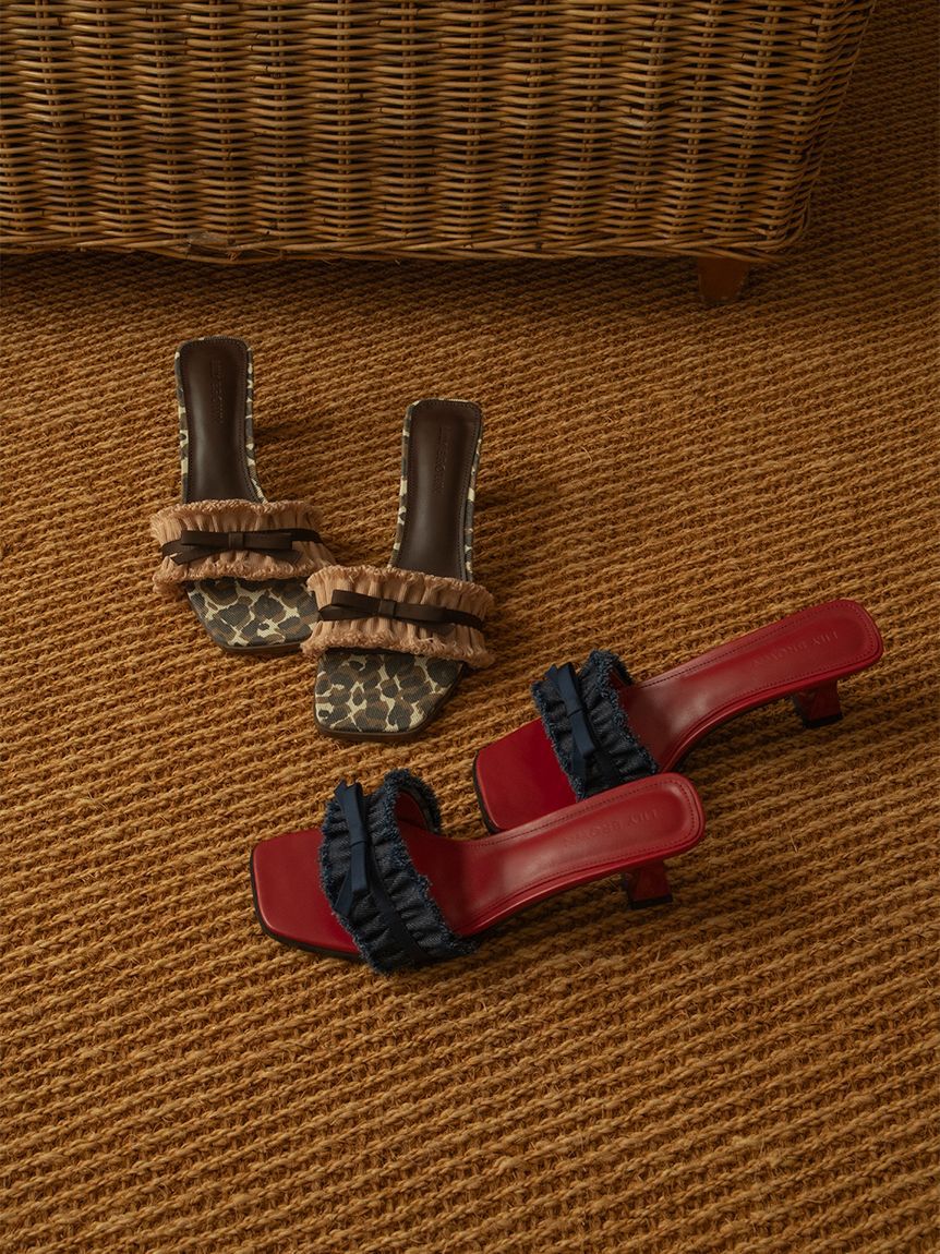 LILY BROWN「フリンジリボンミュールサンダル」|サンダル|