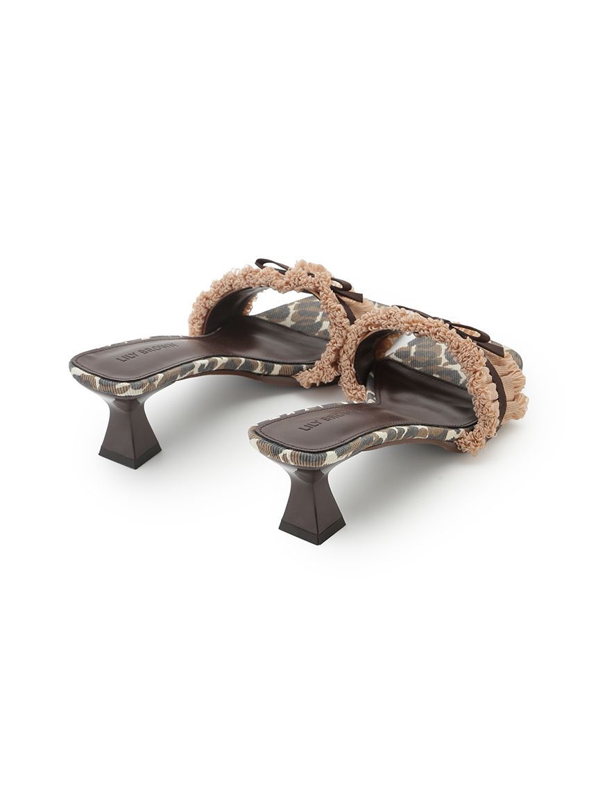 LILY BROWN「フリンジリボンミュールサンダル」|サンダル|