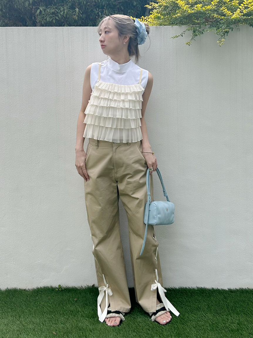 LILY BROWN「フリンジリボンミュールサンダル」|サンダル|