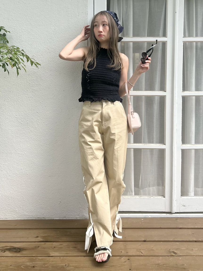 LILY BROWN「フリンジリボンミュールサンダル」|サンダル|