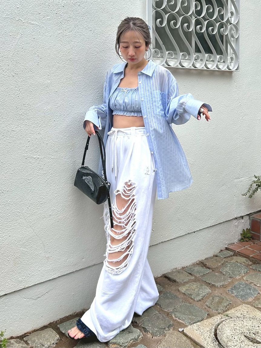 LILY BROWN「フリンジリボンミュールサンダル」|サンダル|