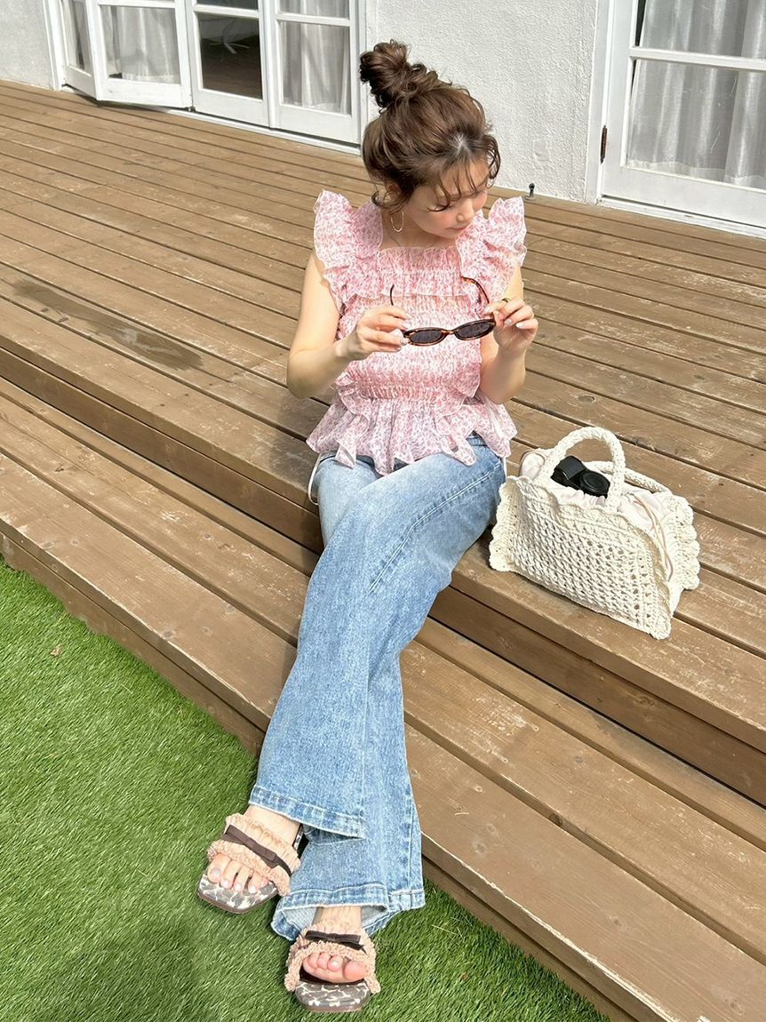 LILY BROWN「フリンジリボンミュールサンダル」|サンダル|