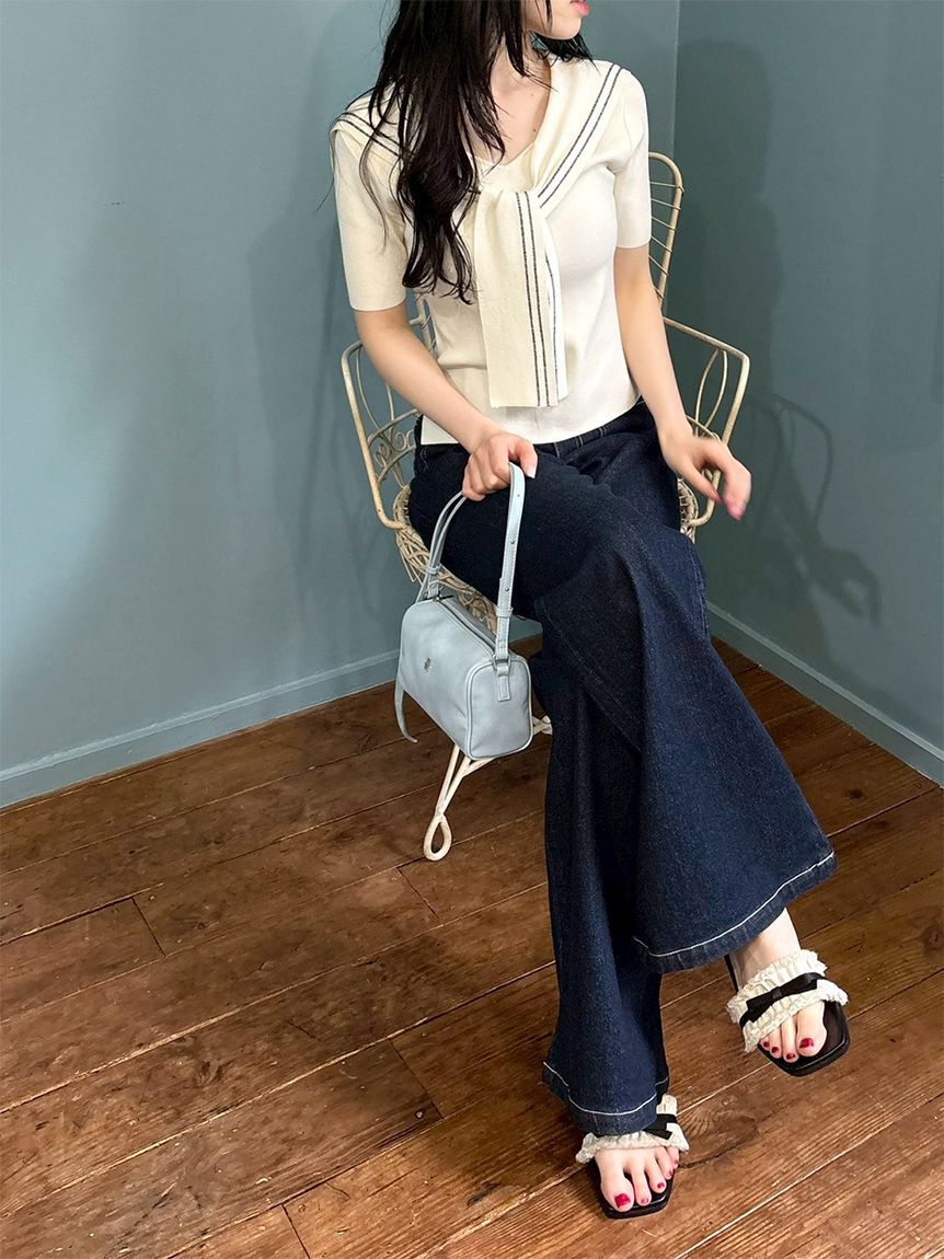 LILY BROWN「フリンジリボンミュールサンダル」|サンダル|