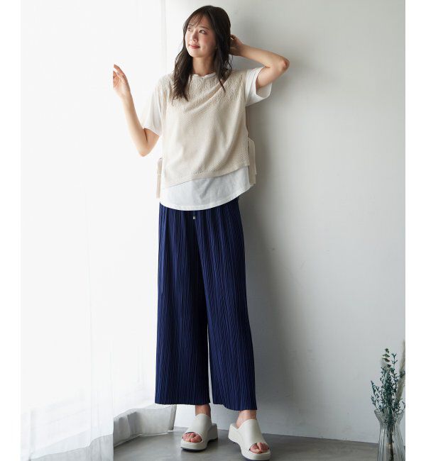 ikka「さらっとプリーツワイドパンツ」|その他|