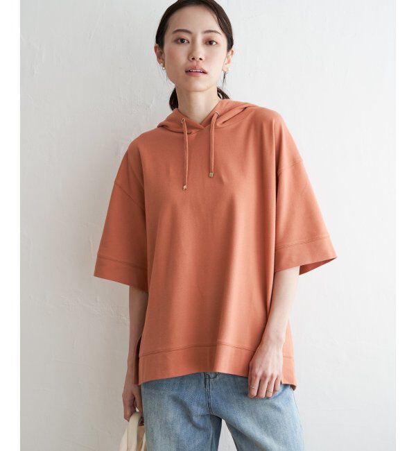 ikka「コットンUSA鹿の子パーカー」|パーカー|オレンジ