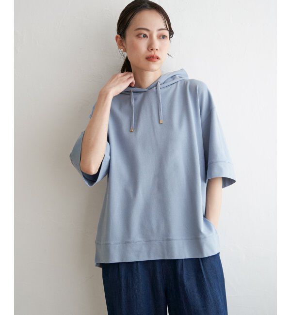 ikka「コットンUSA鹿の子パーカー」|パーカー|ブルー