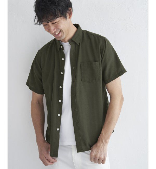 ikka「パナマレギュラーカラーシャツ」|シャツ・ブラウス|オリーブ