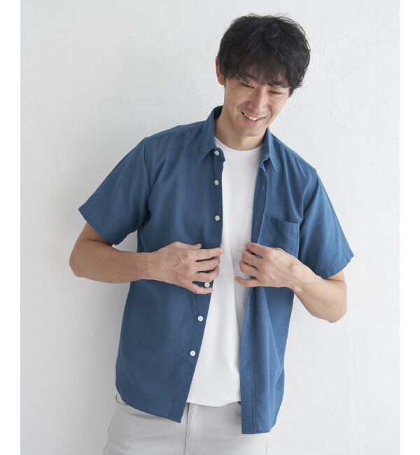 ikka「パナマレギュラーカラーシャツ」|シャツ・ブラウス|ブルー