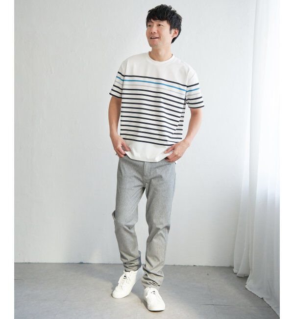 ikka「【接触冷感／吸水速乾】アーバンドライパネルボーダーTシャツ」|Tシャツ・カットソー|