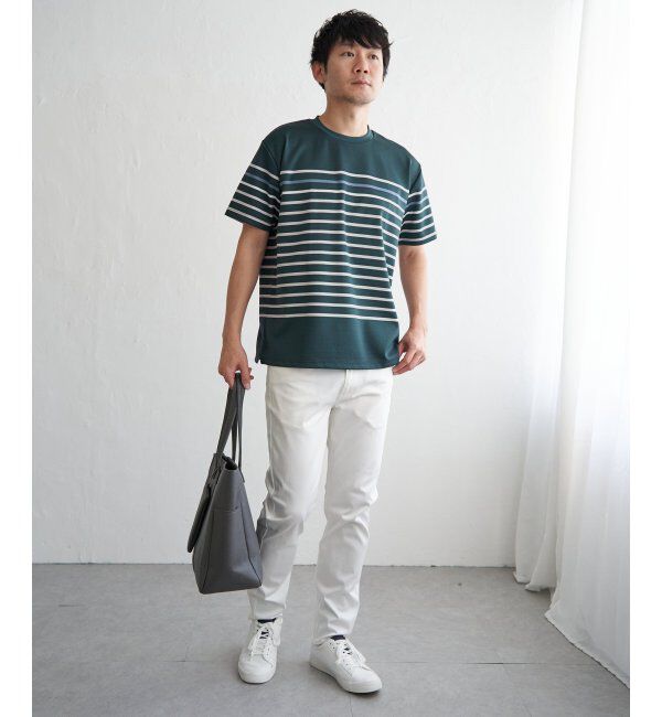ikka「【接触冷感／吸水速乾】アーバンドライパネルボーダーTシャツ」|Tシャツ・カットソー|
