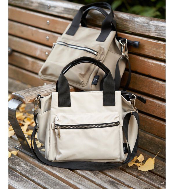 ikka「ハッスイナイロン8ポケ2WAYトート」|その他|ライトグレー