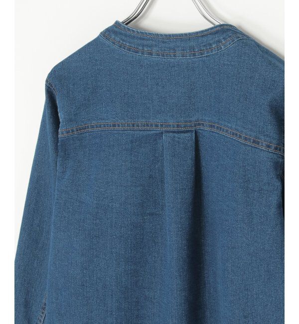 ikka「【雑誌InRed4月号掲載】ストレッチデニムノーカラーシャウター【親子コーデ】」|ノーカラーコート|