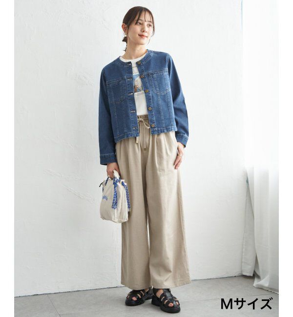 ikka「【雑誌InRed4月号掲載】ストレッチデニムノーカラーシャウター【親子コーデ】」|ノーカラーコート|