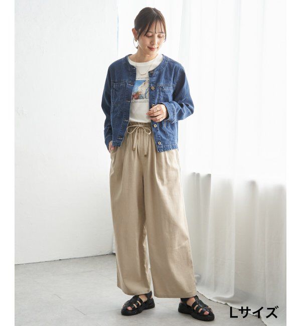 ikka「【雑誌InRed4月号掲載】ストレッチデニムノーカラーシャウター【親子コーデ】」|ノーカラーコート|