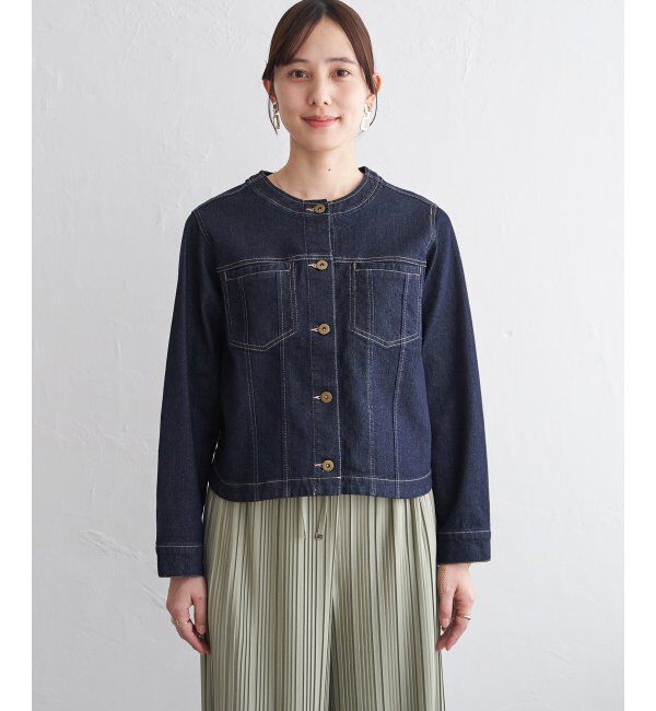 ikka「【雑誌InRed4月号掲載】ストレッチデニムノーカラーシャウター【親子コーデ】」|ノーカラーコート|