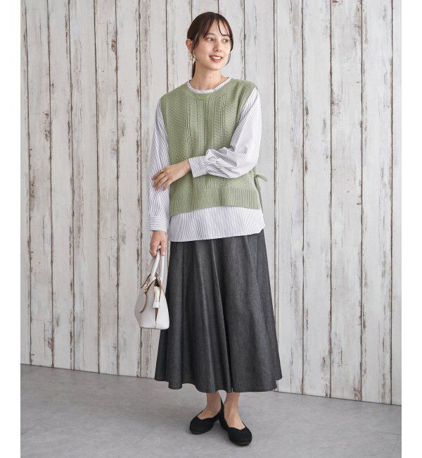 ikka「【雑誌InRed4月号掲載】ニットベストブラウスセット【2点セット】」|シャツ・ブラウス|