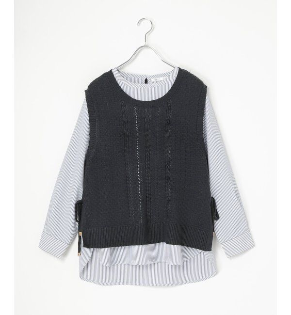 ikka「【雑誌InRed4月号掲載】ニットベストブラウスセット【2点セット】」|シャツ・ブラウス|
