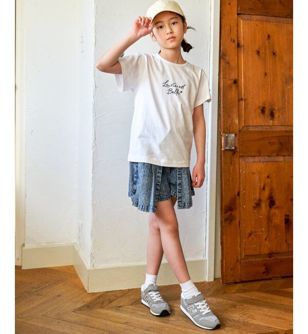 ikka kids「冷感肩ギンガム切り替えロゴT（120~160cm）」|Tシャツ・カットソー|