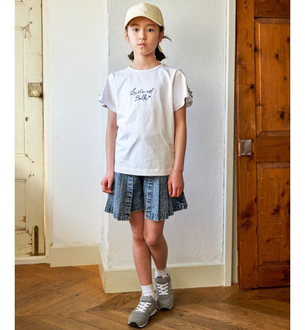 ikka kids「冷感肩ギンガム切り替えロゴT（120~160cm）」|Tシャツ・カットソー|