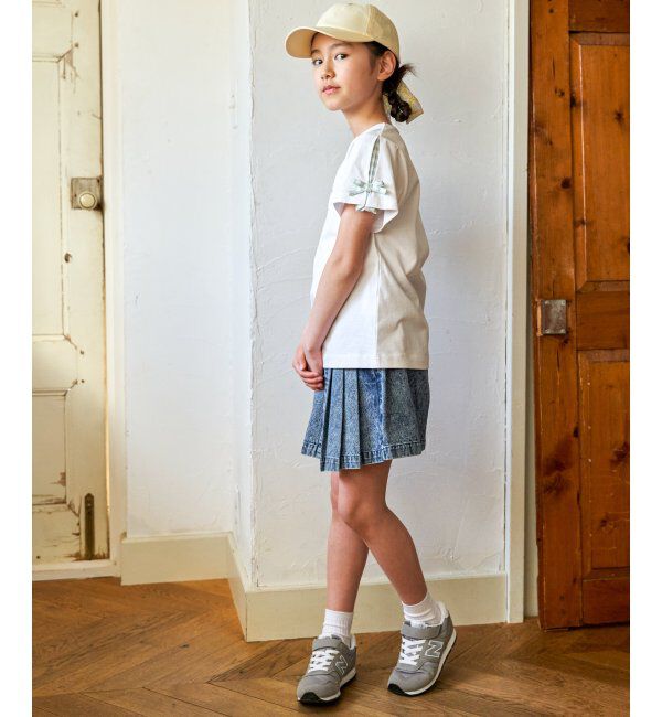 ikka kids「冷感肩ギンガム切り替えロゴT（120~160cm）」|Tシャツ・カットソー|