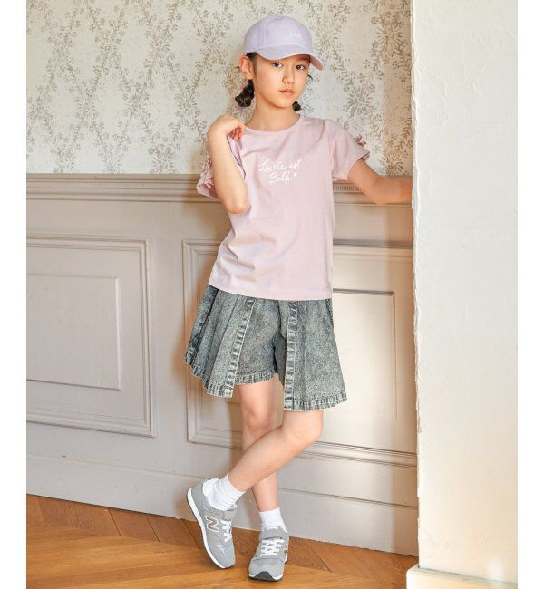 ikka kids「冷感肩ギンガム切り替えロゴT（120~160cm）」|Tシャツ・カットソー|