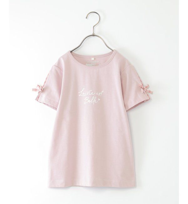 ikka kids「冷感肩ギンガム切り替えロゴT（120~160cm）」|Tシャツ・カットソー|