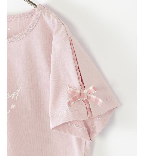 ikka kids「冷感肩ギンガム切り替えロゴT（120~160cm）」|Tシャツ・カットソー|