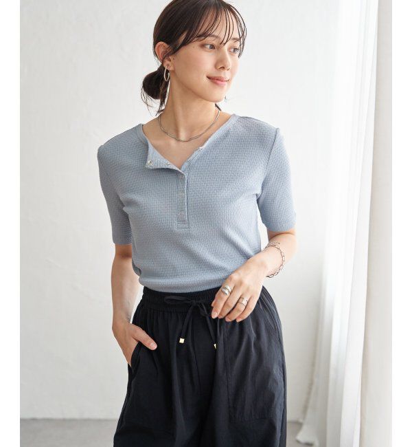 ikka「前後2WAYヘンリーネックプルオーバー」|Tシャツ・カットソー|ブルー