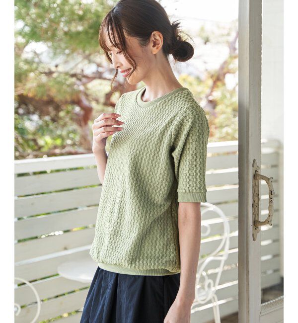 ikka「幾何学ジャカード半袖プルオーバー」|その他|