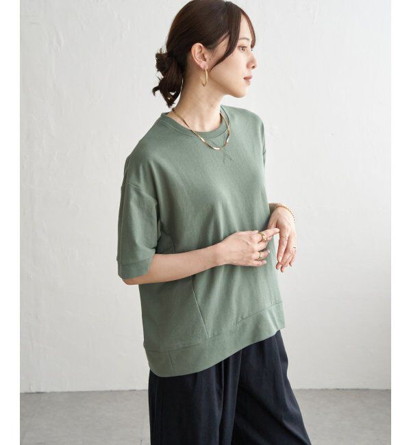 ikka「冷感スウェットライク半袖プルオーバー」|Tシャツ・カットソー|グリーン