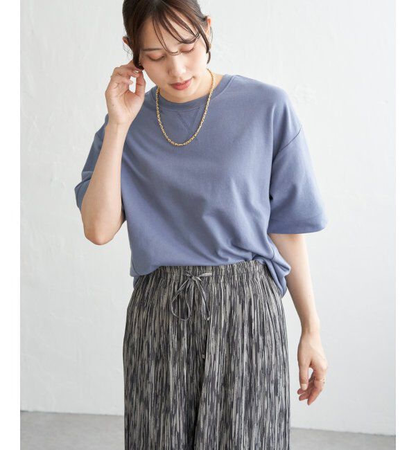 ikka「冷感スウェットライク半袖プルオーバー」|Tシャツ・カットソー|ブルー