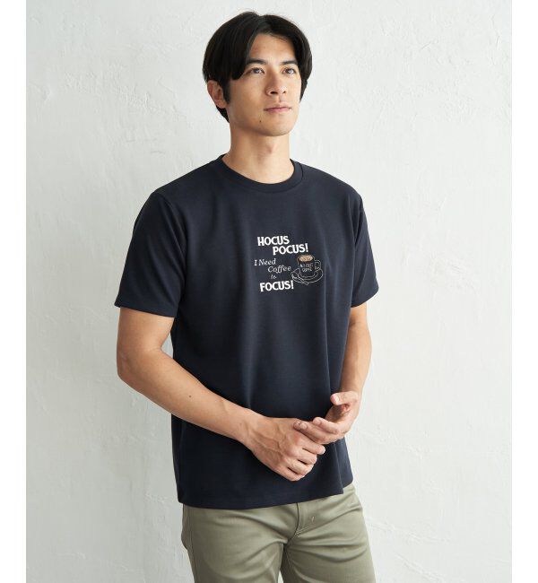 ikka「冷感ポンチ刺繍Ｔシャツ」|Tシャツ・カットソー|ネイビーブルー