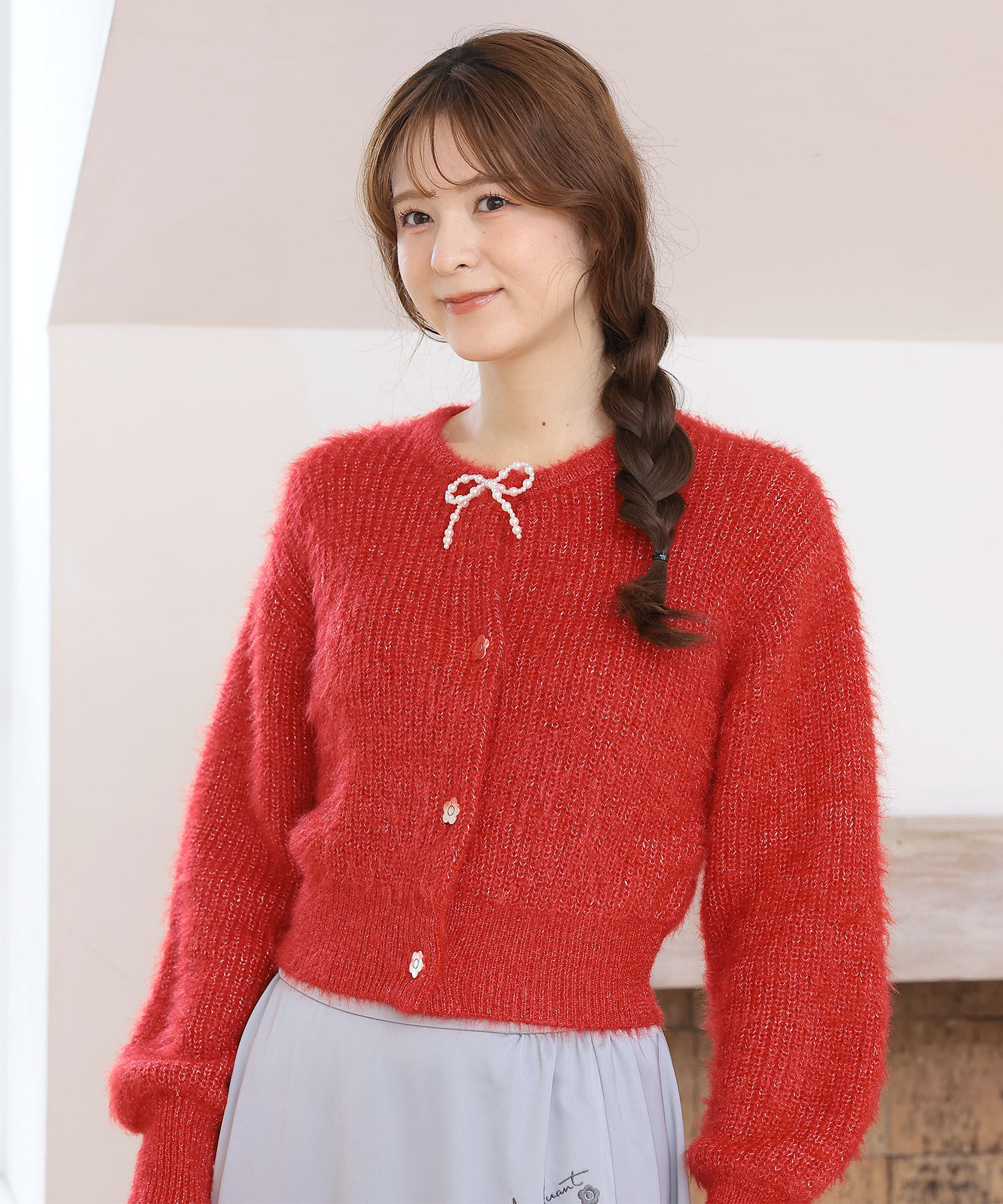 MARY QUANT「パールリボン カーディガン」|カーディガン|