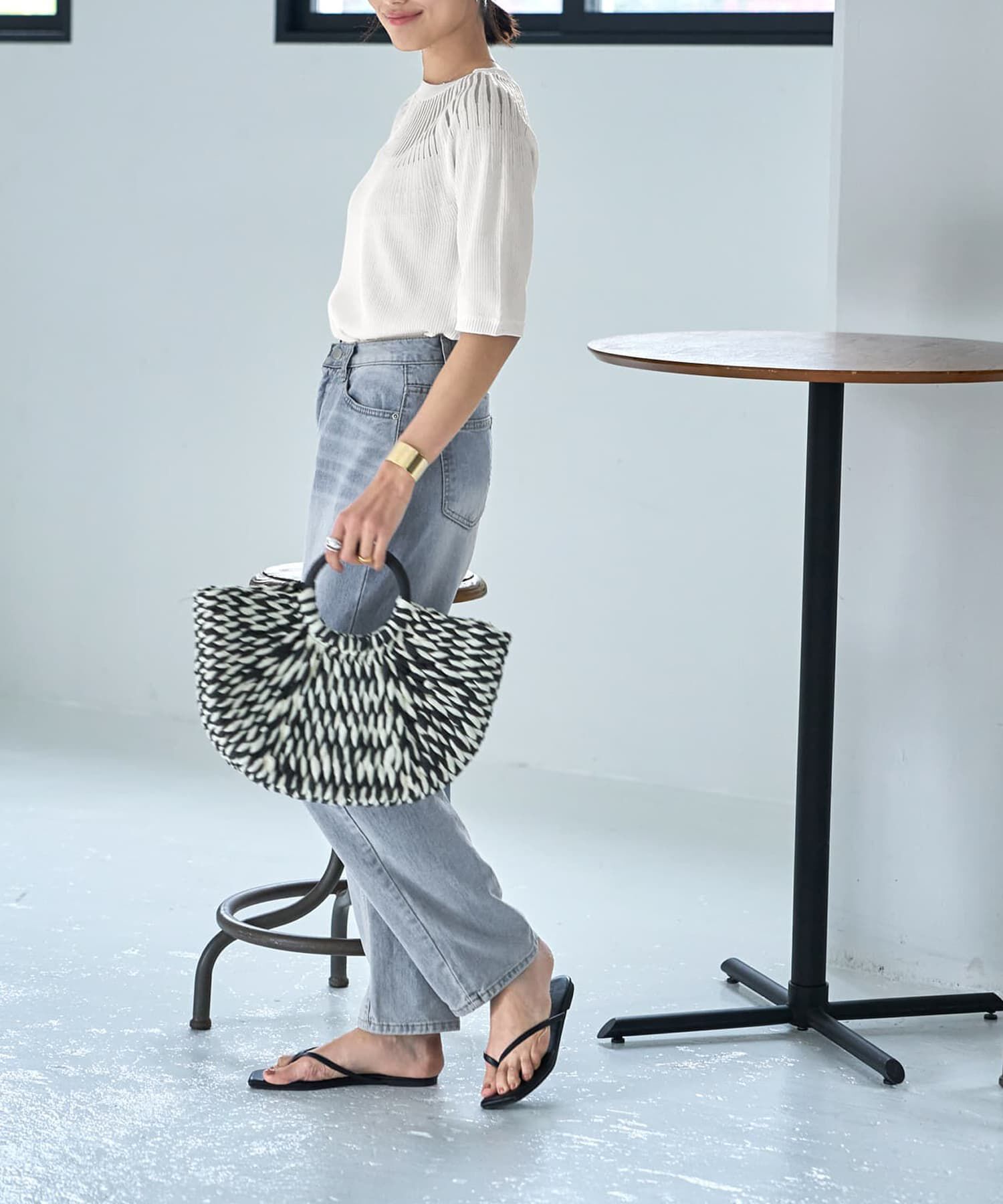 STYLE DELI「デコルテシアー５分袖シャリ感ニットトップス」|ニット・セーター|