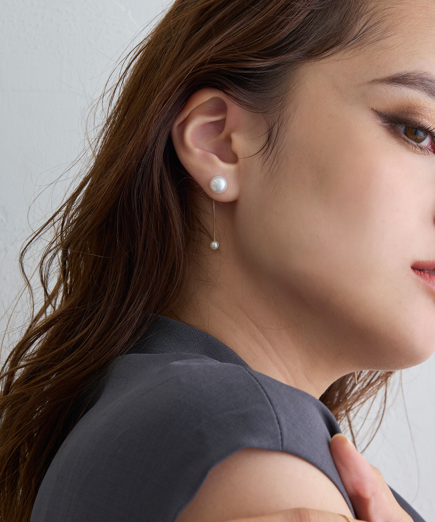 JUPITER「【K10】ダブル淡水パールピアス」|ピアス|