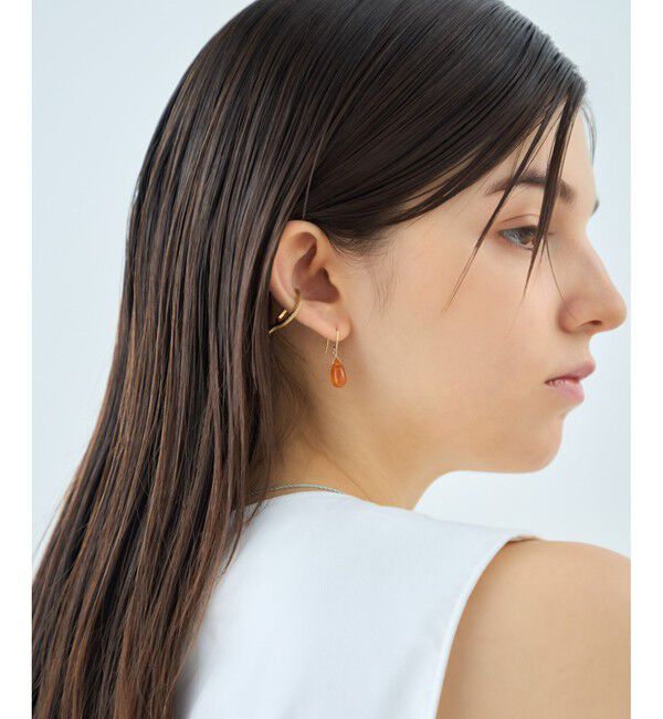 ete「[スウィングドロップ] K10 ナチュラルストーン ピアス」|ピアス|