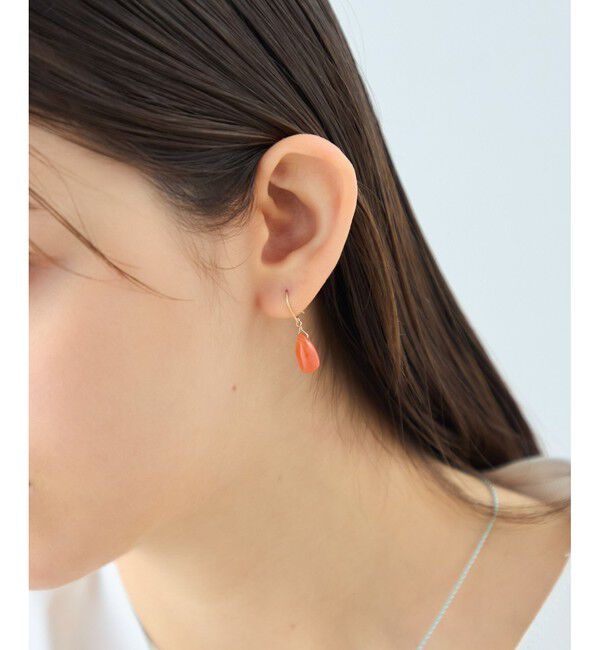 ete「[スウィングドロップ] K10 ナチュラルストーン ピアス」|ピアス|
