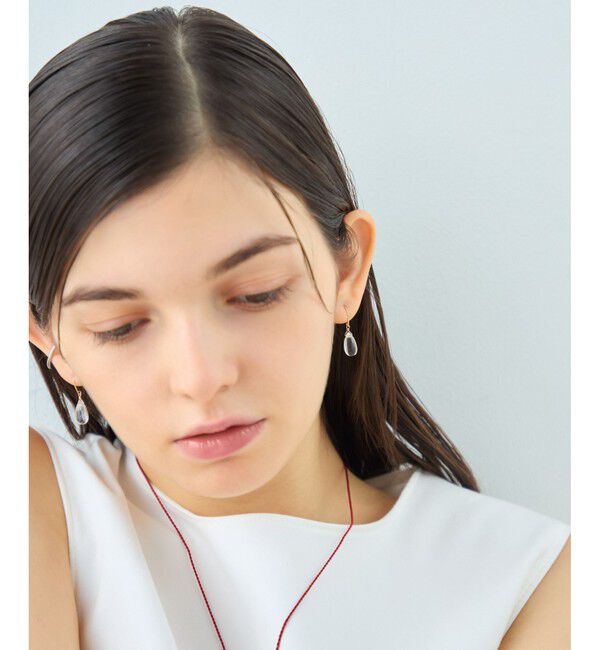 ete「[スウィングドロップ] K10 ナチュラルストーン ピアス」|ピアス|