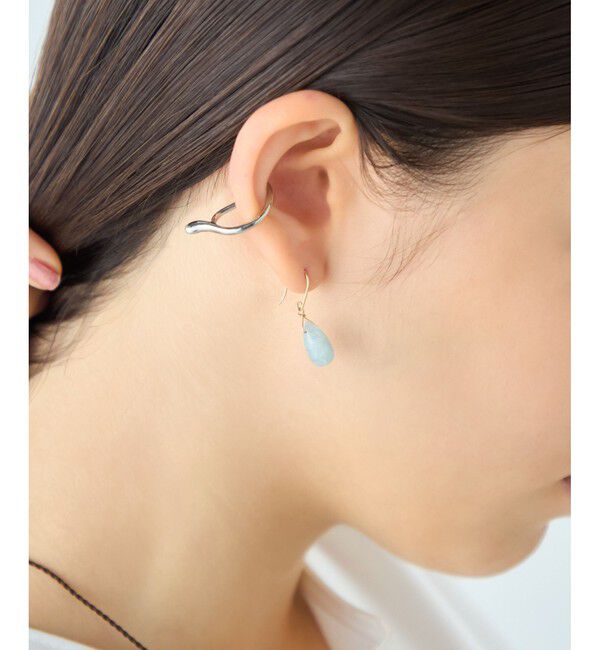 ete「[スウィングドロップ] K10 ナチュラルストーン ピアス」|ピアス|